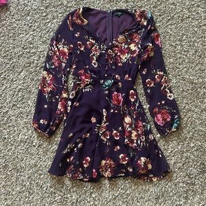 Lulu’s long sleeve purple floral dress size XXS